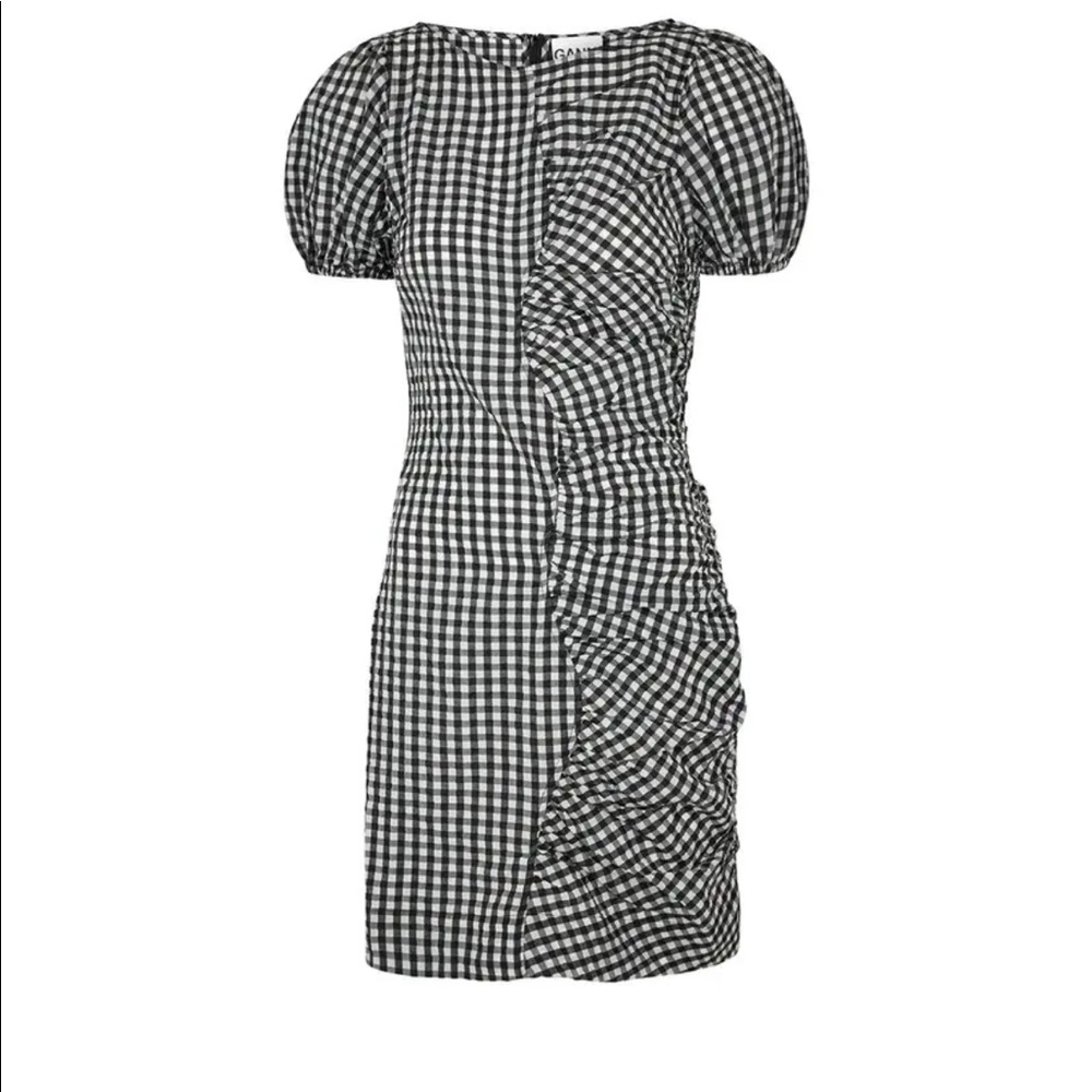 Ganni - Gingham Seersucker Mini Dress - size 0 - worn 1 time only